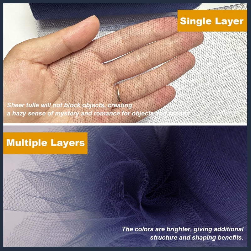 Ableme Deco Tulle Fabric Roll 6 Inch by 100 Yards (300 ft) Tulle Ribbon Sheer Mesh Netting for DIY Tutu Skirt Gift Wrapping Wedding Baby Shower Birthday Halloween Party Decorations Crafts, 34 Colors (Navy Blue) - Image 4